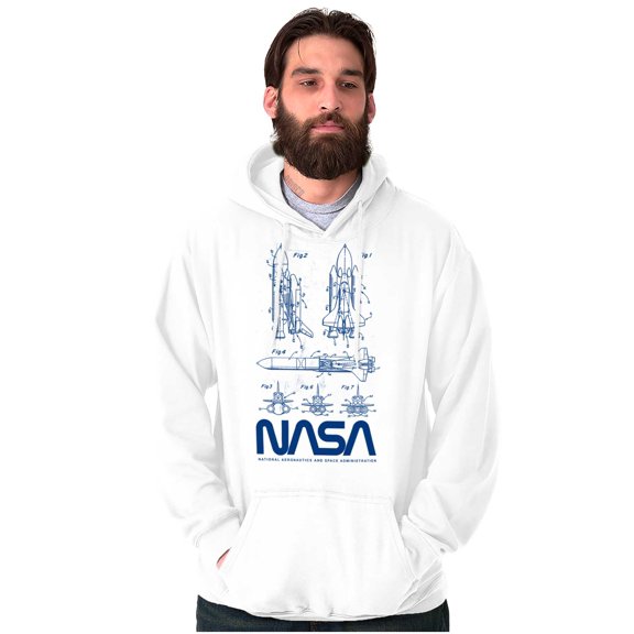 NASA Vintage Worm Logo Space Shuttle Hoodie Sweatshirt Women Men Brisco Brands L