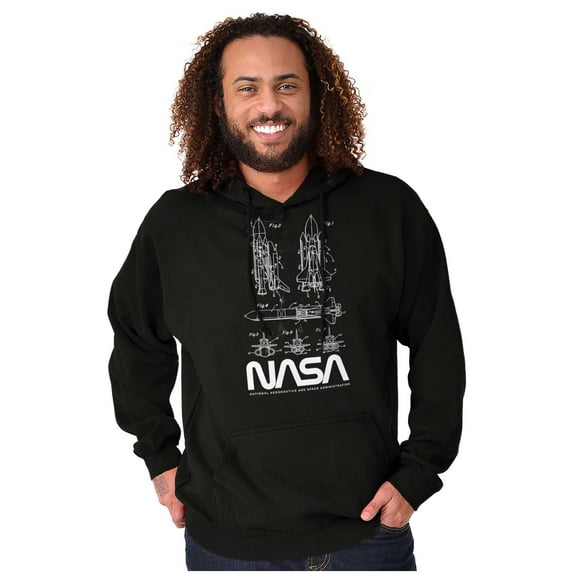 NASA Vintage Worm Logo Space Shuttle Hoodie Sweatshirt Women Men Brisco Brands S