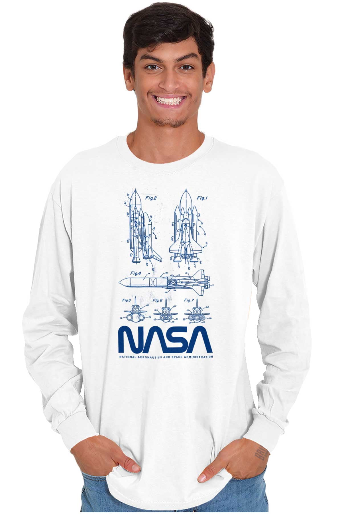 NASA Vintage Worm Logo Space Shuttle Long Sleeve TShirt Men Women ...