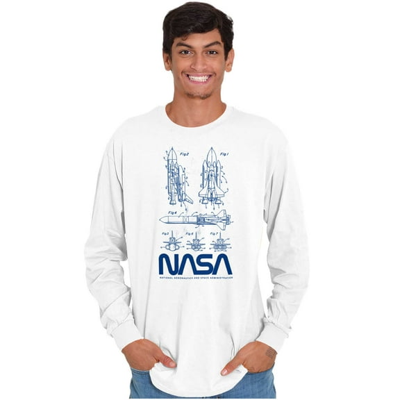 NASA Vintage Worm Logo Space Shuttle Long Sleeve TShirt Men Women Brisco Brands S