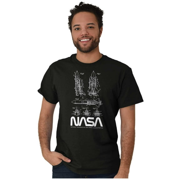 NASA Vintage Worm Logo Space Shuttle Men's Graphic T Shirt Tees Brisco Brands 2X
