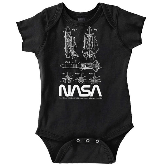 NASA Vintage Worm Logo Space Shuttle Romper Boys or Girls Infant Baby Brisco Brands 12M