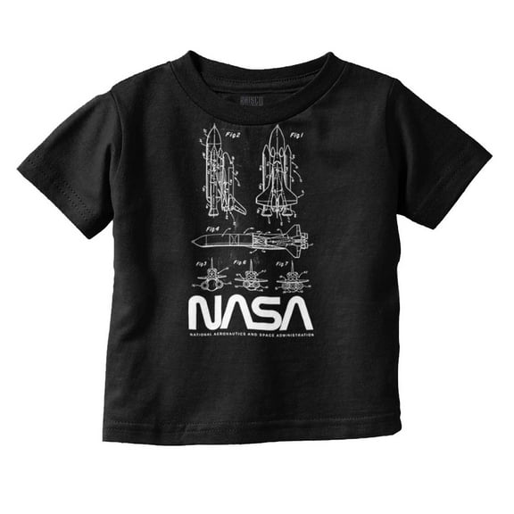 NASA Vintage Worm Logo Space Shuttle Toddler Boy Girl T Shirt Infant Toddler Brisco Brands 18M