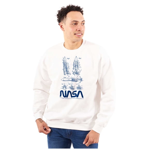 NASA Vintage Worm Logo Space Shuttle Unisex Plus Fleece Graphic Sweatshirt Brisco Brands 2X