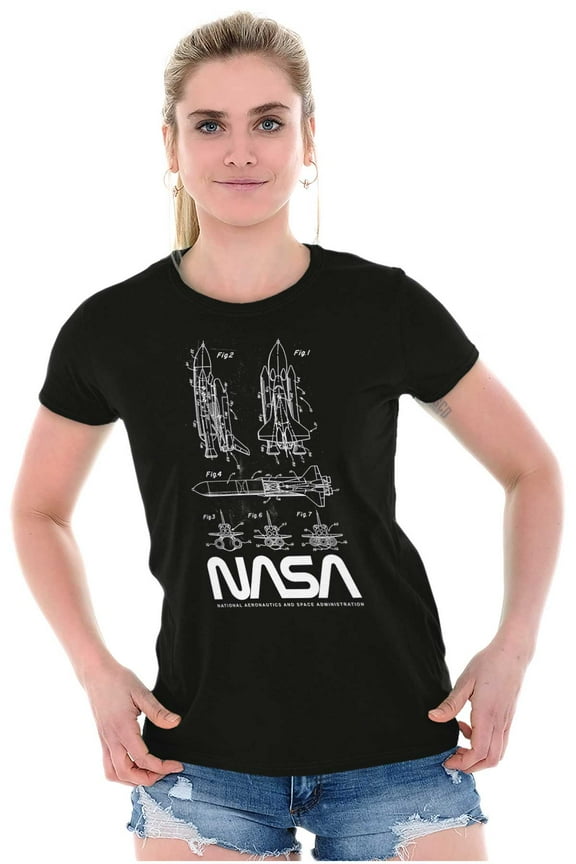 Vintage Worm Logo Space Shuttle Women's T Shirt Ladies Tee Brisco Brands S