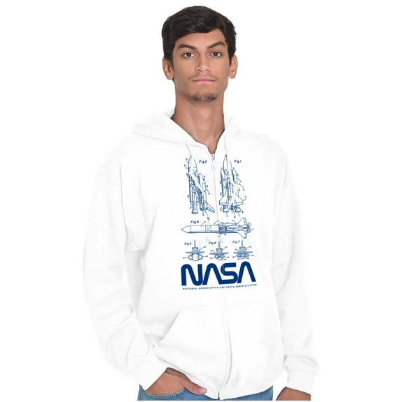 NASA Vintage Worm Logo Space Shuttle Zip Up Hoodie Men's Women's Brisco Brands M