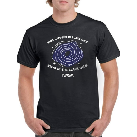 NASA What Happens In Black Hole T-Shirt Men -NASA Designs, Male 3X-Large