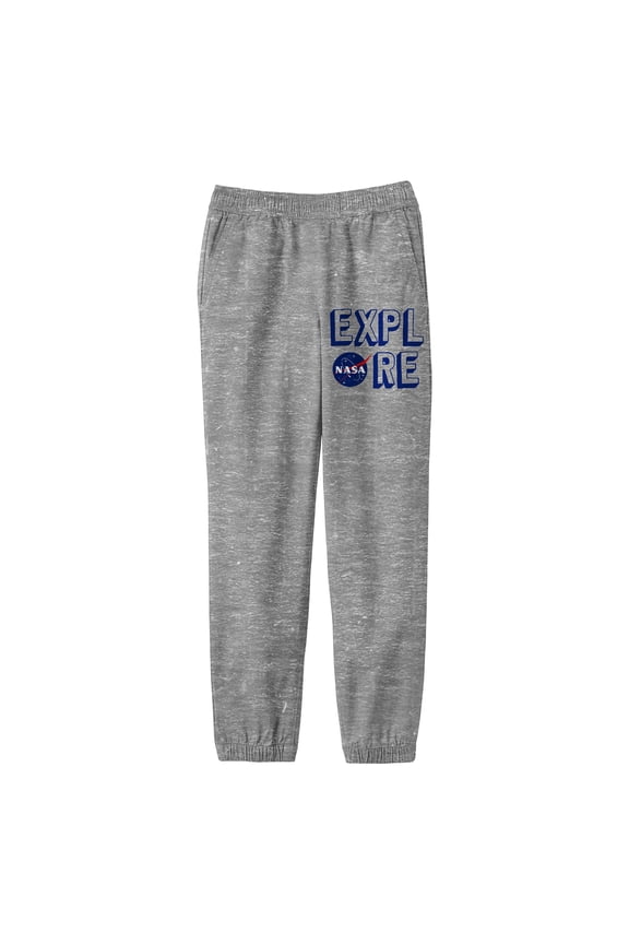 NASA Wordplay Screen Print Boy's Athletic Heather Gray Sweatpants-XL