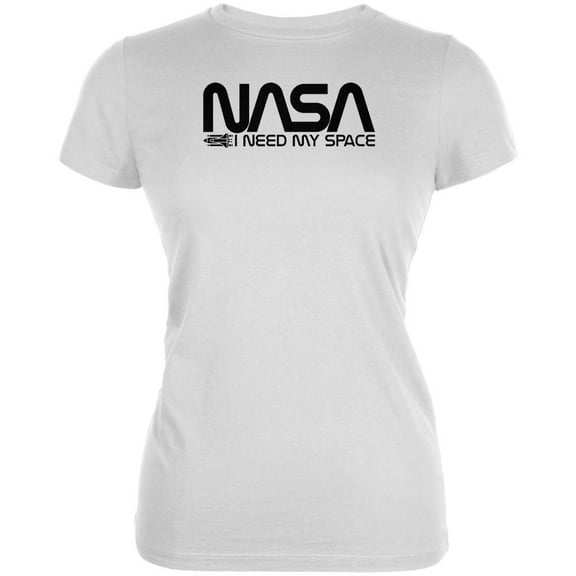 NASA Worm I Need My Space Juniors Soft T Shirt White 2XL