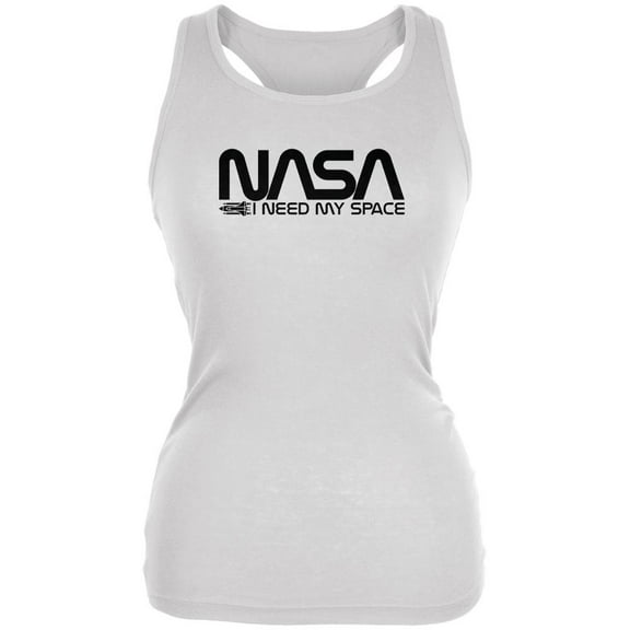 NASA Worm I Need My Space Juniors Soft Tank Top White 2XL