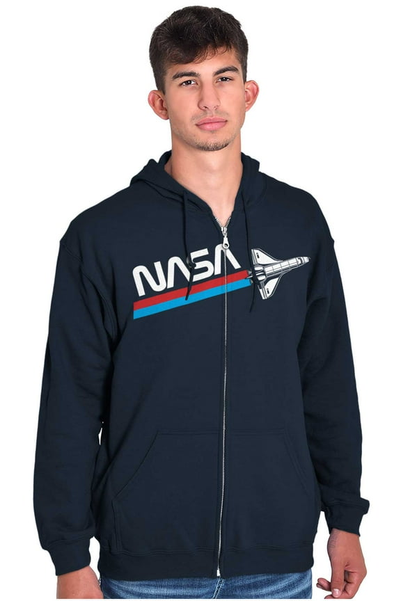 NASA Worm Logo American Space Shuttle Unisex Plus Size Zip Hoodie Brisco Brands 5X