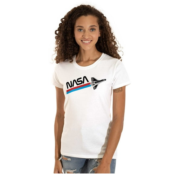 NASA Worm Logo American Space Shuttle Women's T Shirt Ladies Tee Brisco Brands L