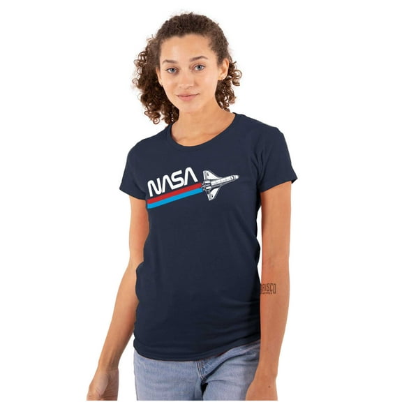 NASA Worm Logo American Space Shuttle Women's T Shirt Ladies Tee Brisco Brands S