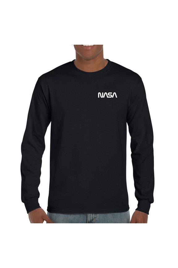NASA Worm Logo Crest Long Sleeve T-shirt Astronaut Space Mars Souvenir Emblem