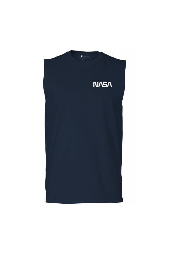 NASA Worm Logo Crest Men's Muscle Shirt Astronaut Space Mars Souvenir Emblem