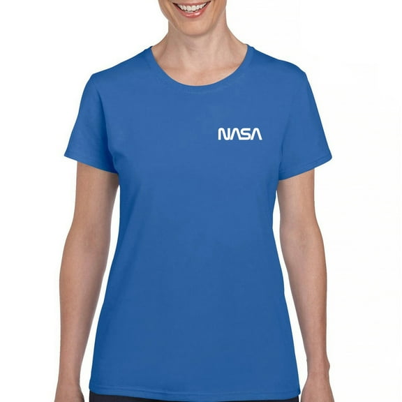 NASA Worm Logo Crest T-Shirt Astronaut Space Mars Souvenir Emblem Women's Tee