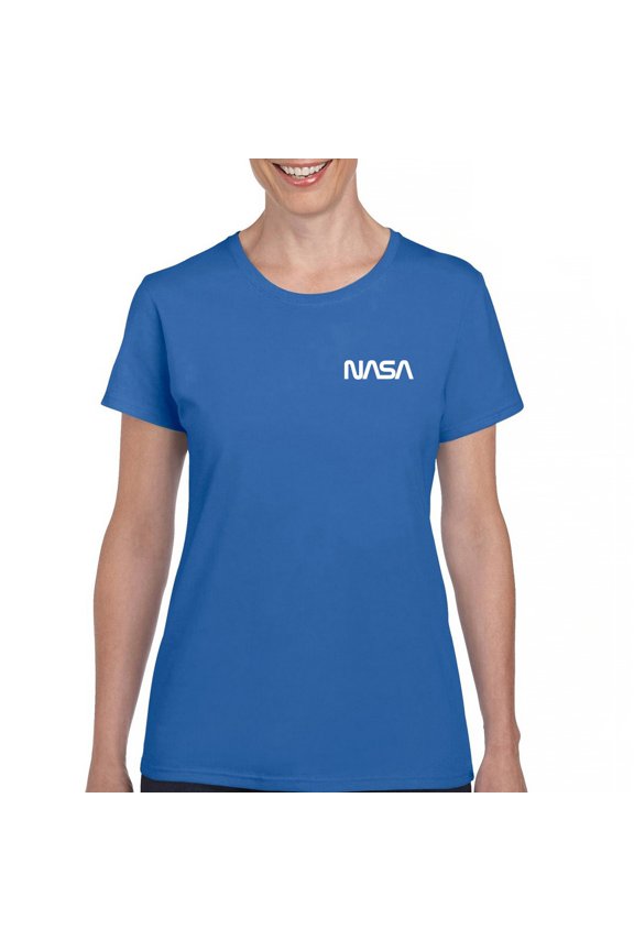 NASA Worm Logo Crest T-Shirt Astronaut Space Mars Souvenir Emblem Women's Tee