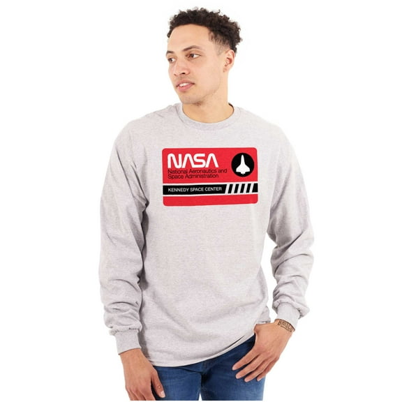 NASA Worm Logo Kennedy Space Center Unisex Plus Size Long Sleeve Shirt Brisco Brands 3X
