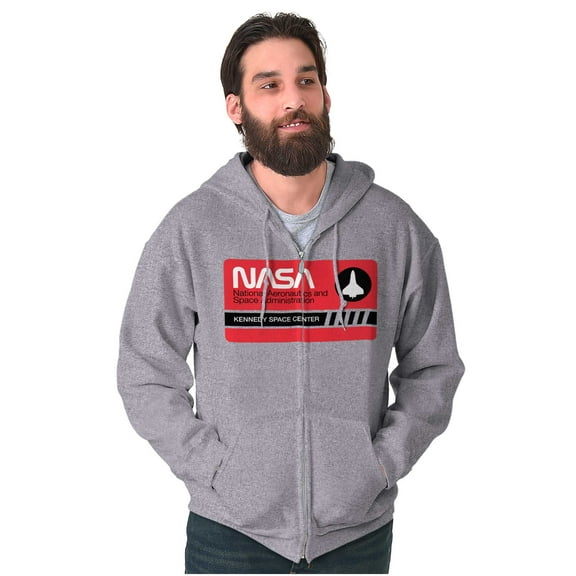 NASA Worm Logo Kennedy Space Center Zip Up Hoodie Men's Women's Brisco Brands S