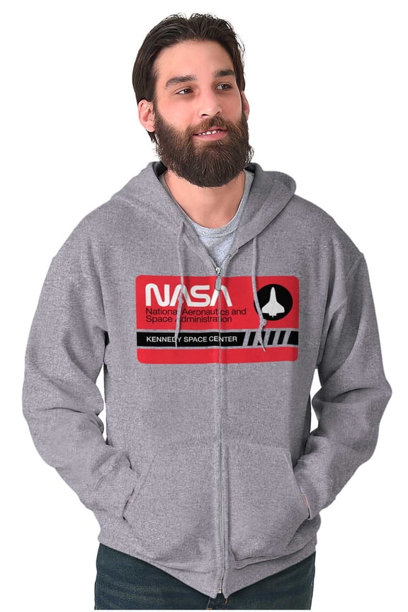 NASA Worm Logo Kennedy Space Center Zip Up Hoodie Men's Women's Brisco Brands X
