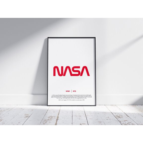 NASA Worm Logo Logotype Poster, Kids Room Office Decor