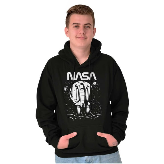 NASA Worm Logo Moon Space Shuttle Hoodie Sweatshirt Women Men Brisco Brands L