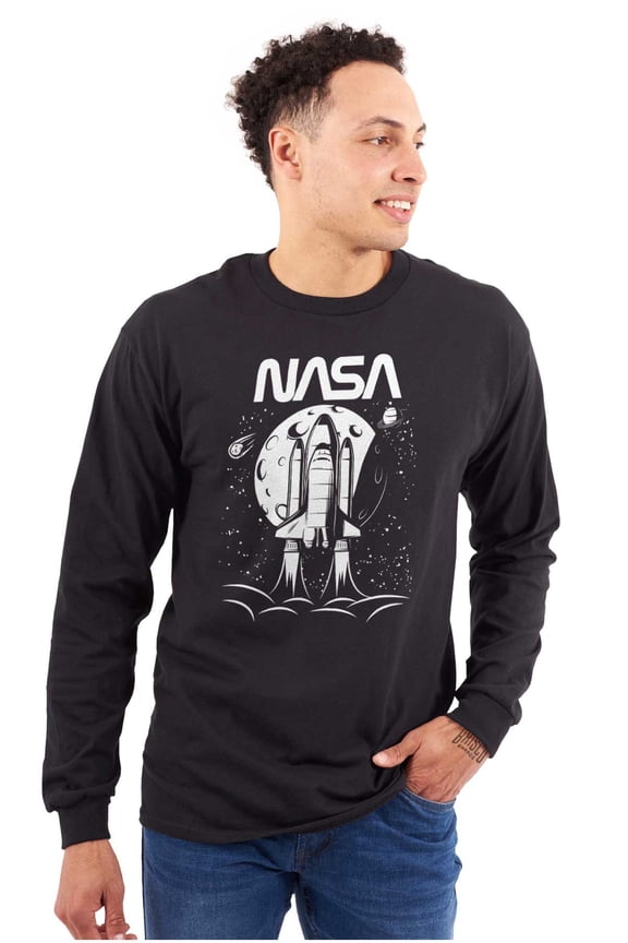 NASA Worm Logo Moon Space Shuttle Long Sleeve TShirt Men Women Brisco Brands M
