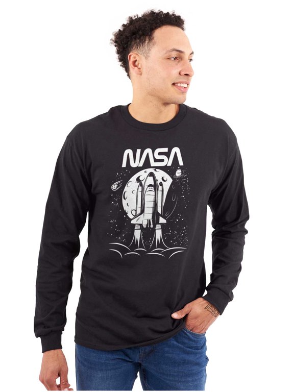 NASA Worm Logo Moon Space Shuttle Long Sleeve TShirt Men Women Brisco Brands S