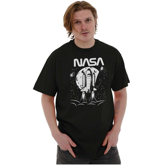 NASA Worm Logo Moon Space Shuttle Men's Graphic T Shirt Tees Brisco Brands 3X