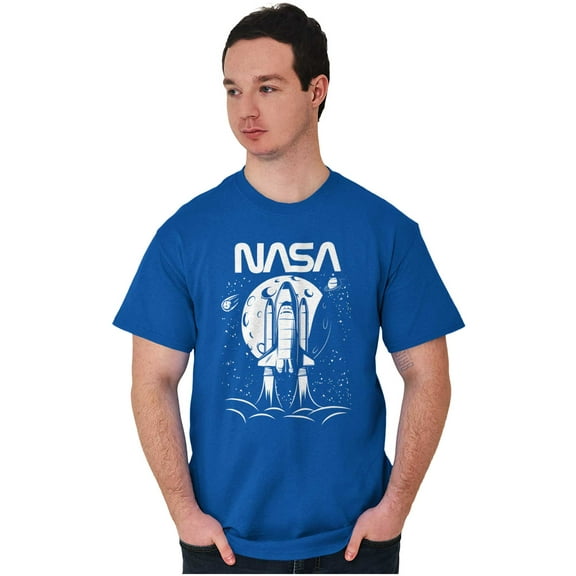 NASA Worm Logo Moon Space Shuttle Men's Graphic T Shirt Tees Brisco Brands S