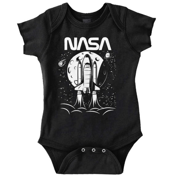 NASA Worm Logo Moon Space Shuttle Romper Boys or Girls Infant Baby Brisco Brands 12M