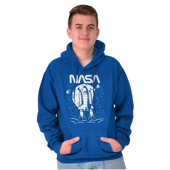 NASA Worm Logo Moon Space Shuttle Unisex Plus Size Hoodie Brisco Brands 4X
