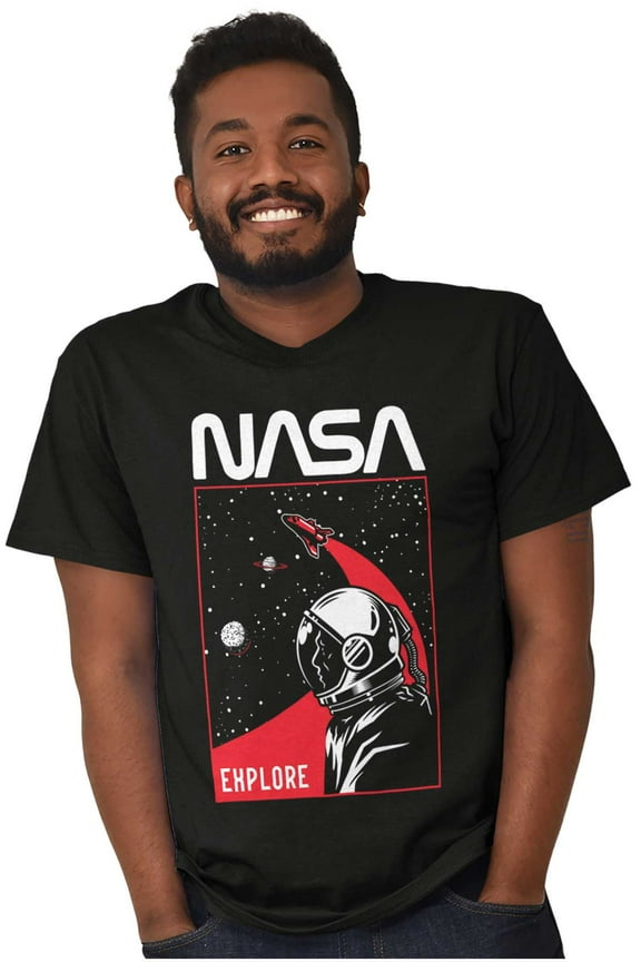 NASA Worm Logo Outer Space Astronaut Men's Graphic T Shirt Tees Brisco Brands S
