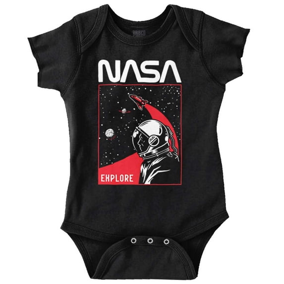 NASA Worm Logo Outer Space Astronaut Romper Boys or Girls Infant Baby Brisco Brands 12M