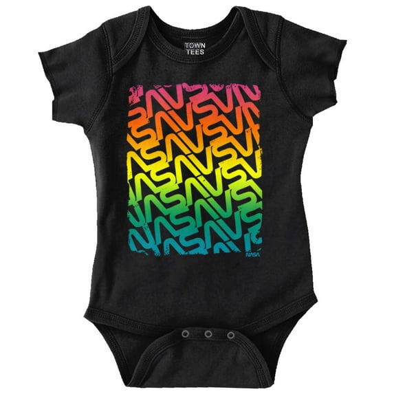NASA Worm Logo Rainbow Gradient Romper Boys or Girls Infant Baby Brisco Brands 12M