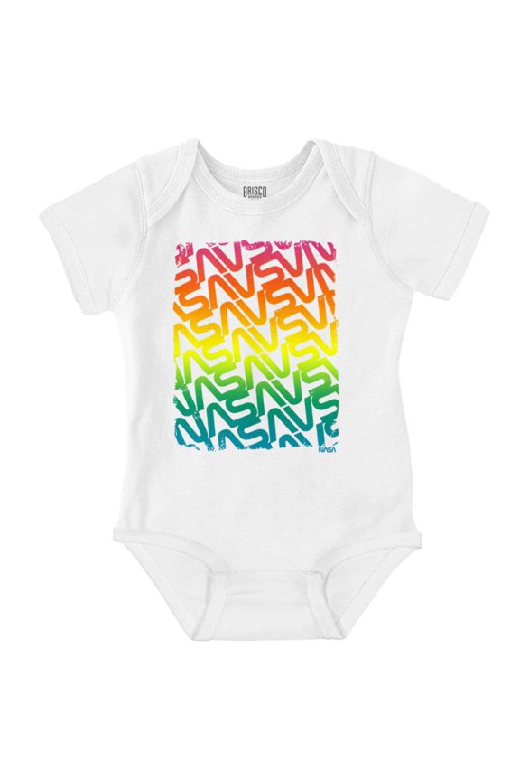 NASA Worm Logo Rainbow Gradient Romper Boys or Girls Infant Baby Brisco Brands 6M