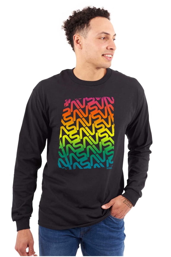 Worm Logo Rainbow Gradient Unisex Plus Size Long Sleeve Tee Shirt Brisco Brands 3X