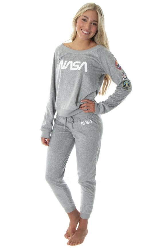 NASA Worm Logo Women's Juniors' Space Shuttle Patches Jogger Pajama Set