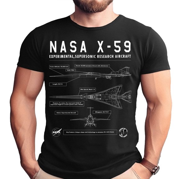 NASA X-59 Blueprint Schematic T-Shirt-Large