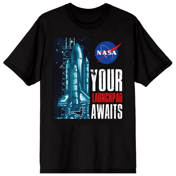 NASA Your Launchpad Awaits Men’s Black Short Sleeve Tee-3XL