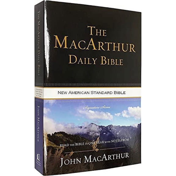 Pre-Owned NASB - The MacArthur Daily Bible - Brown LeatherSoft - Comfort Print - Read the Bible in One Year with Study Notes from John MacArthur - Signature Series Paperback