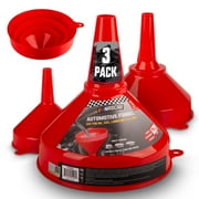 NASCAR Automotive Funnel Set – Oil, Gas & Fluid Funnels for Cars & Trucks | Durable, Lightweight, Versatile | Includes 3 Sizes | Multi-Purpose Use