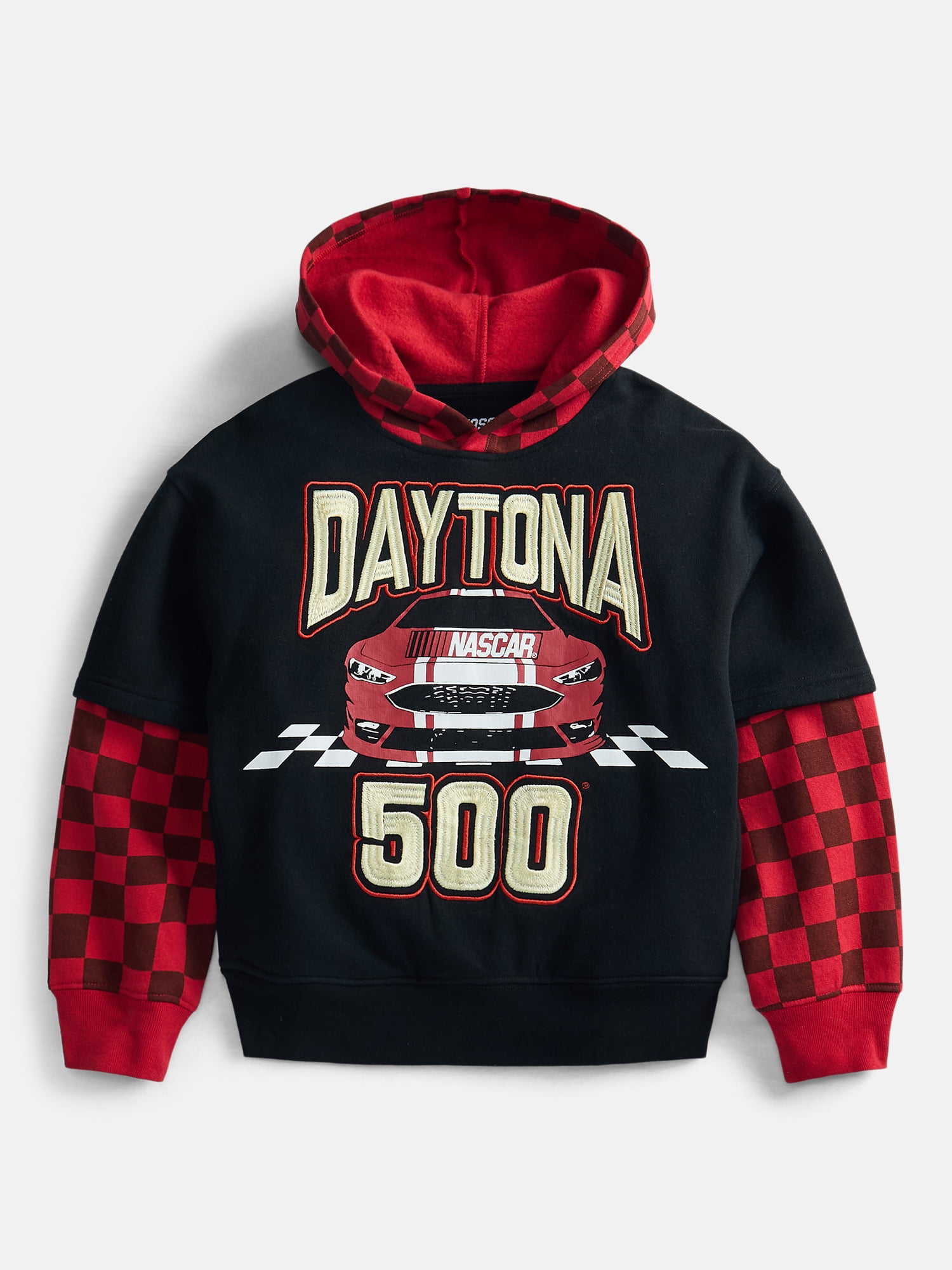 NASCAR Boys Layer Look Embroidered Hoodie, Sizes XS 4/5-XL 14/16