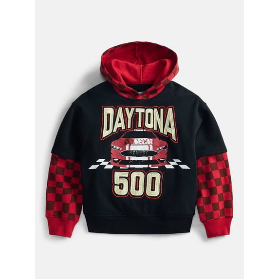 NASCAR Boys Layer Look Embroidered Hoodie, Sizes XS 4/5-XL 14/16