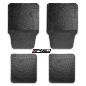 NASCAR Essential Car Floor Mats – 4-Piece Set | All-Weather Protection | Universal Fit for Cars, Trucks & SUVs | Black Rubber