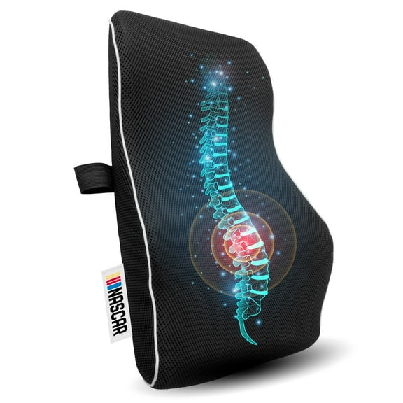 NASCAR Lumbar Support Pillow for Office Chair, Car, Gaming Chair, Home | Ergonomic Back Support, Memory Foam |Breathable & Washable 3D Air Mesh Cover