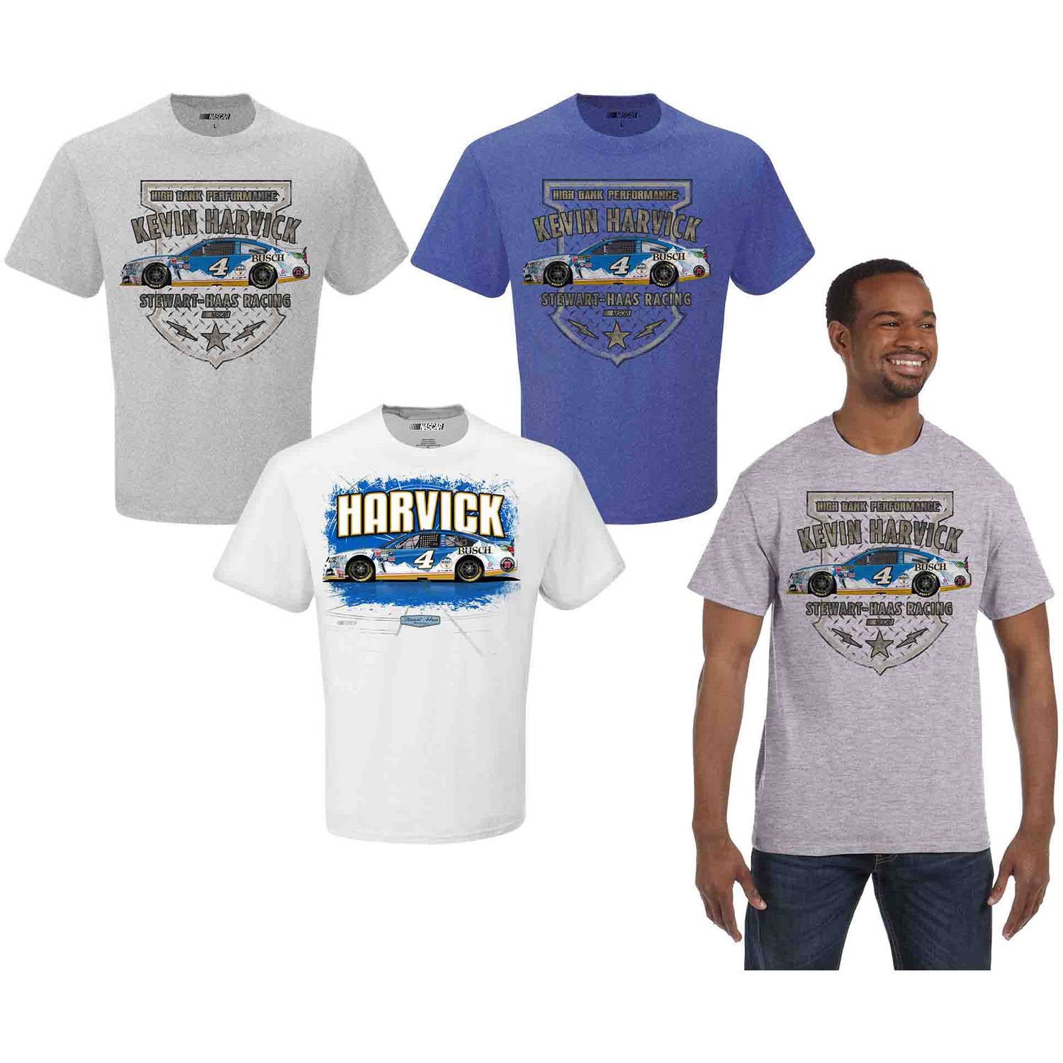 NASCAR Men's Kevin Harvick Busch 3 Pack Tee Shirts - Walmart.com