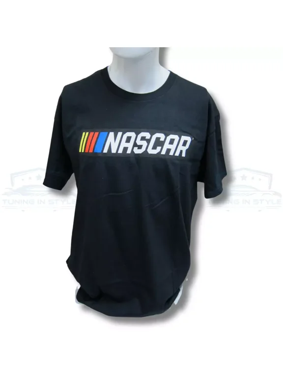 NASCAR Racing Bar Logo Short Sleeve Cotton T-Shirt Black Official Licensed