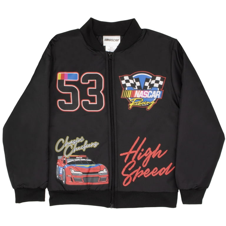 NASCAR レーシングジャケット　レザー　キッズ NASCAR Racing Boy's Varsity Bomber Jacket - Graphic Print Racecar
