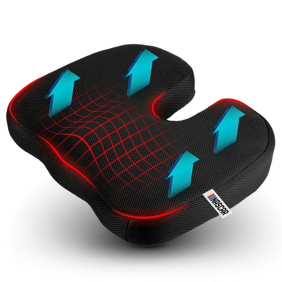 NASCAR Seat Cushion -Ergonomic U-Shape Memory Foam for Tailbone, Sciatica, & Back Pain Relief |Breathable Comfy 3D Air Mesh |Car, Office, Home, Travel